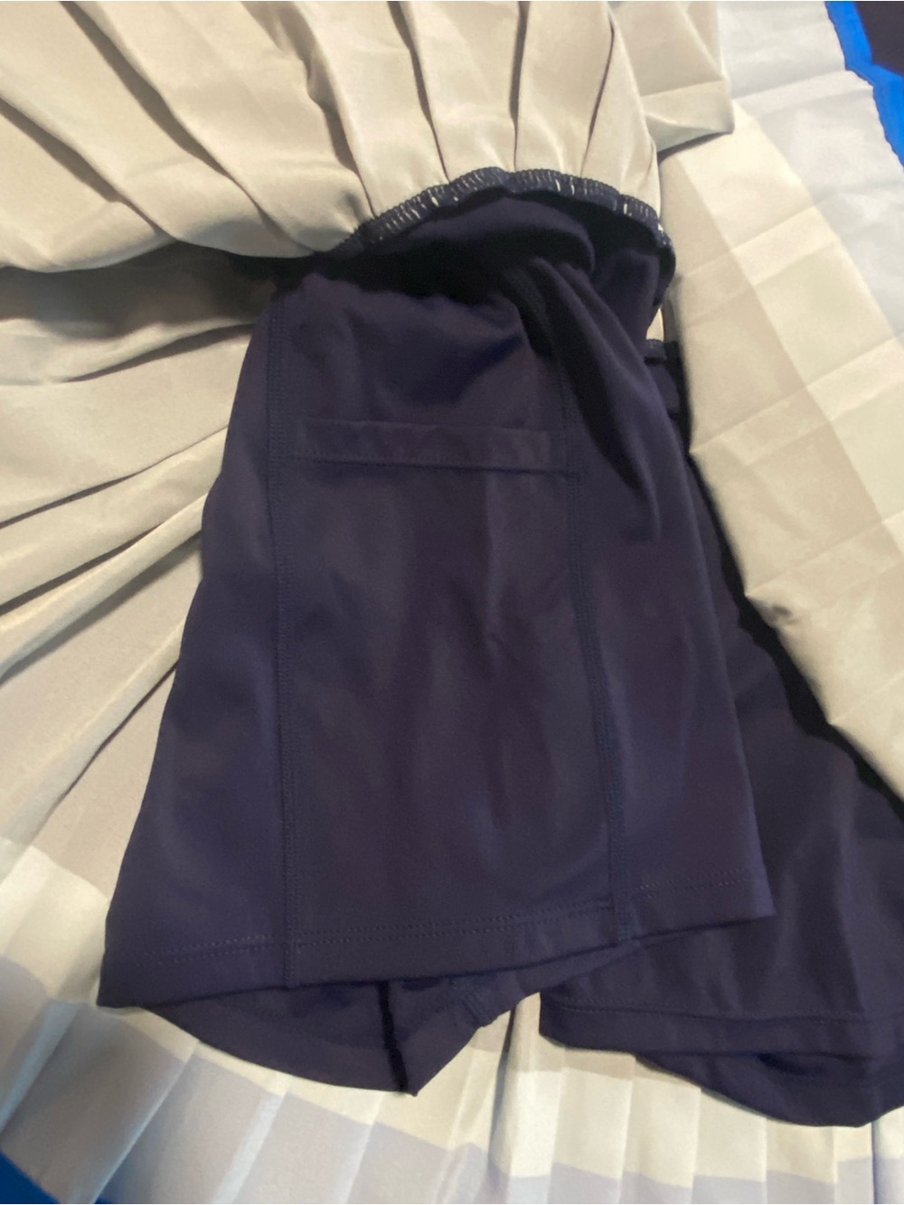 Pleated Navy and Blue Colorblock Tennis Skirt - Picture 4 of 5